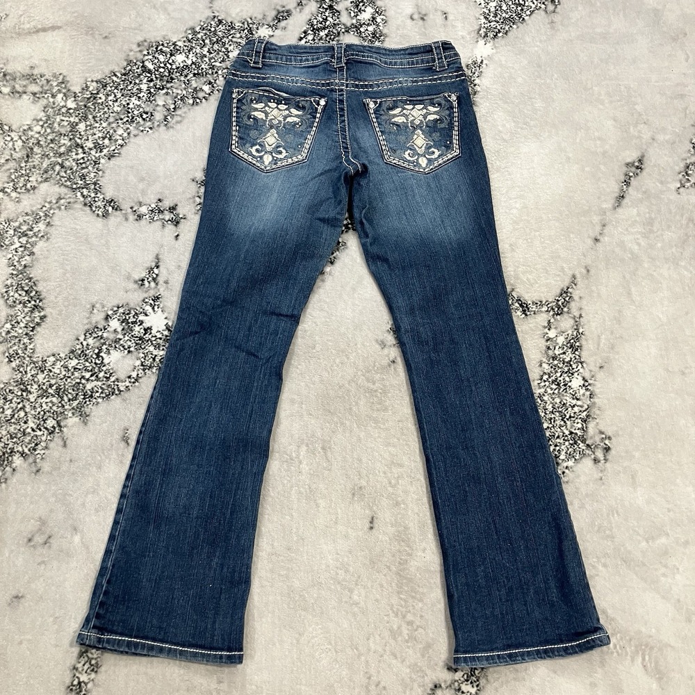 Paisley Sky Bootcut Jeans Womens Size 8 Medium Wash Stretch Embroidered Pockets